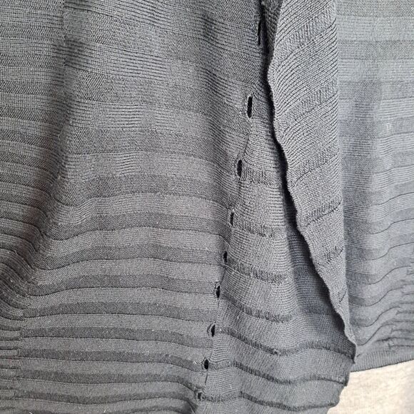 Eileen Fisher XL Black 100% Merino Wool Open Front Cardigan Italian Yarn - Picture 5 of 10